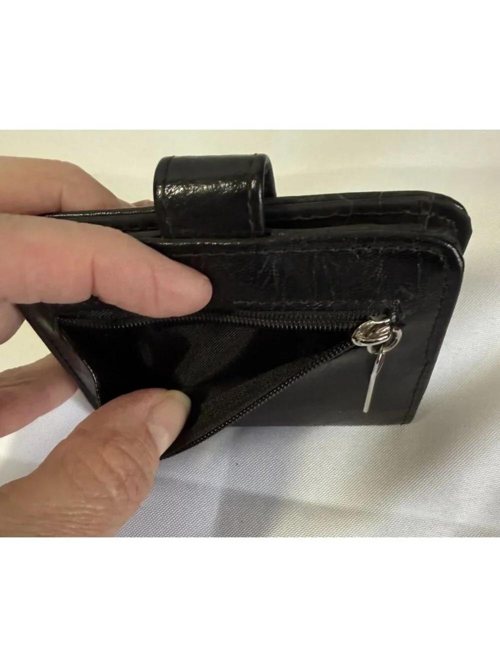 Set Of‎ 2 Mini Wallets Pink Croc Embossed/Black Faux Leather ID Windows